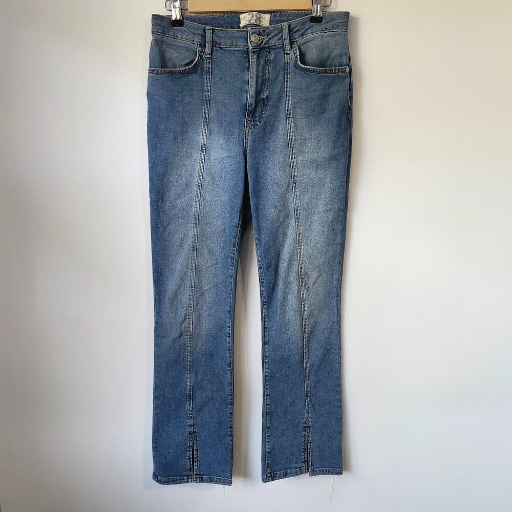 Free People We The Free Twenty-Eight Straight Leg Jeans Ankle Slit Size 28